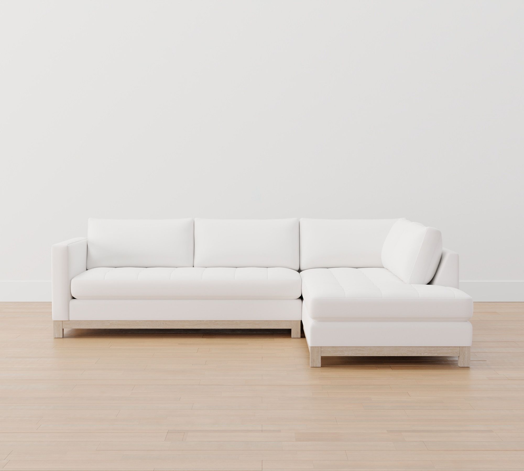 Jake Tufted Seadrift Wood Base Return Bumper Sectional (110") - thumbnail 7