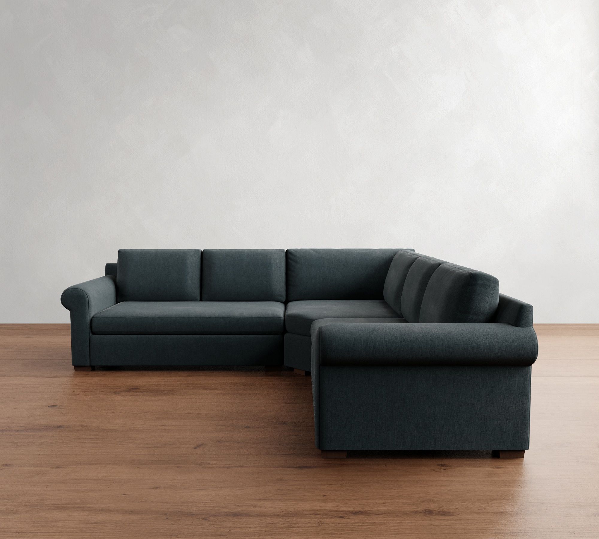 Shasta Roll Arm 3-Piece L-Shaped Wedge Sectional (105"&ndash;110")
