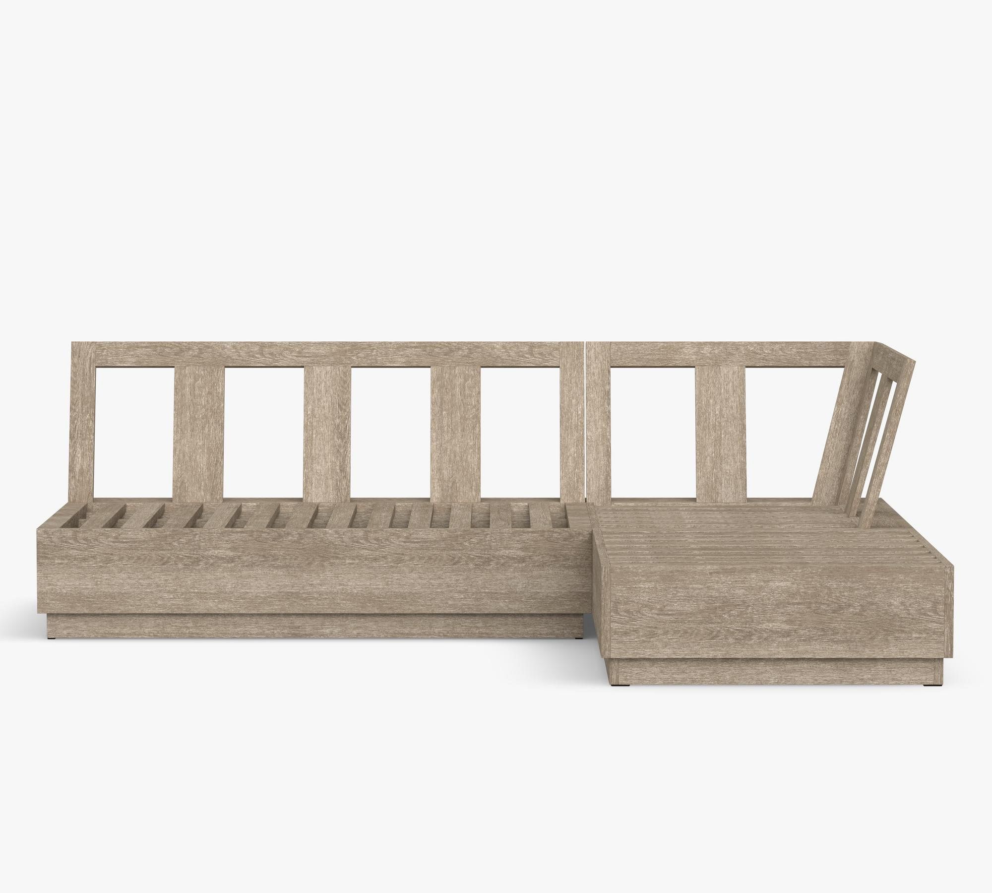 Indio Eucalyptus Modern Platform 3-Piece Loveseat Outdoor Sectional (90")