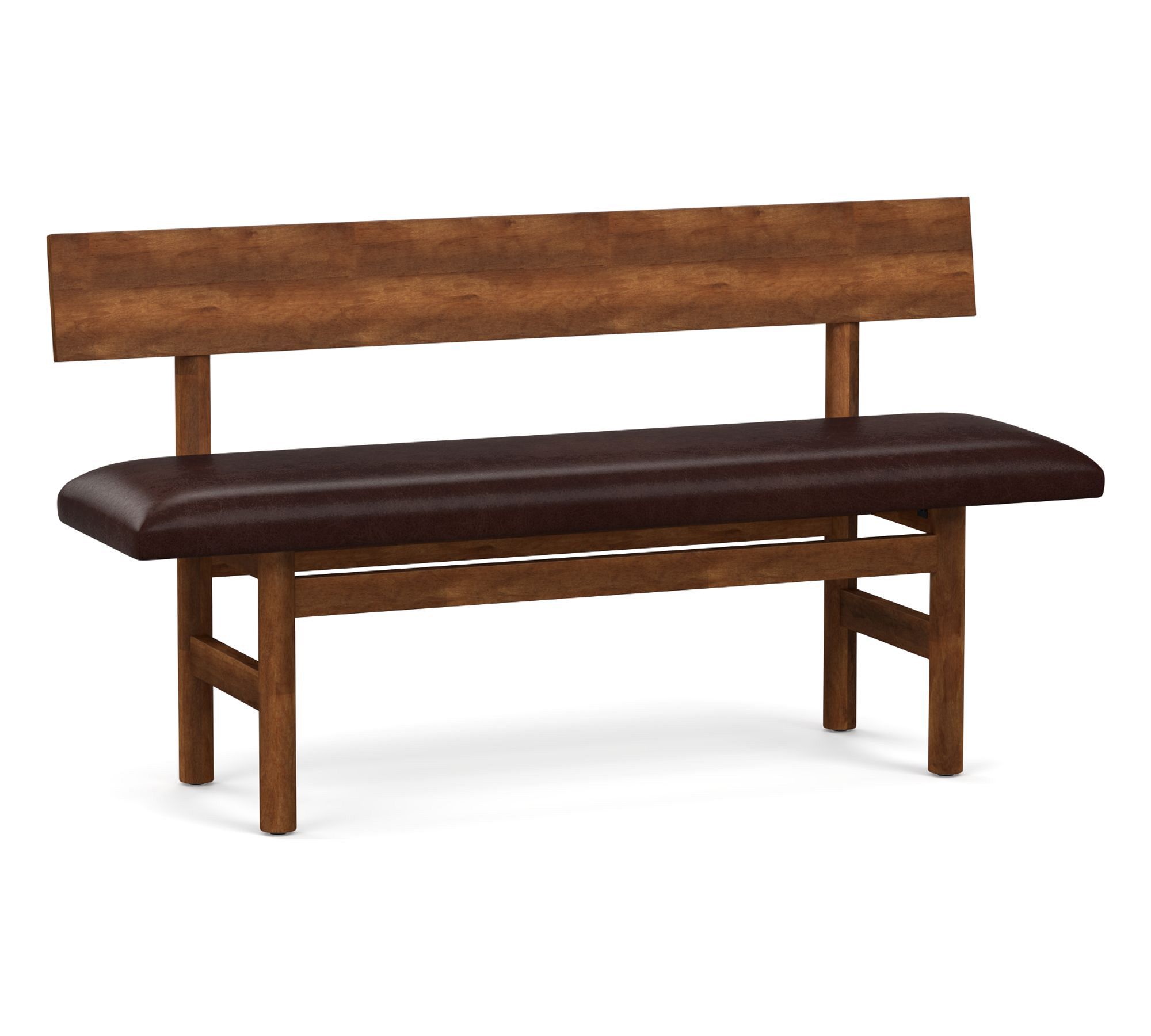 Wood &amp; Leather Bench - thumbnail 2