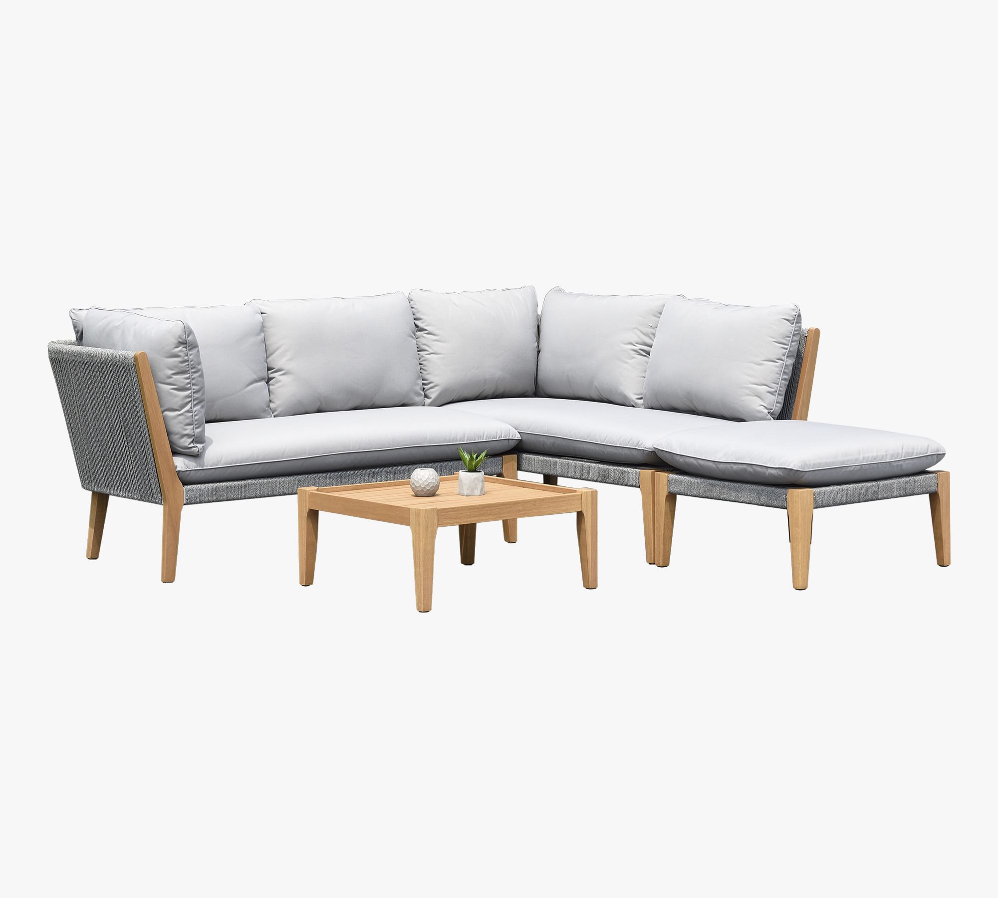 Winnipeg Eucalyptus Outdoor Sectional Set with Coffee Table