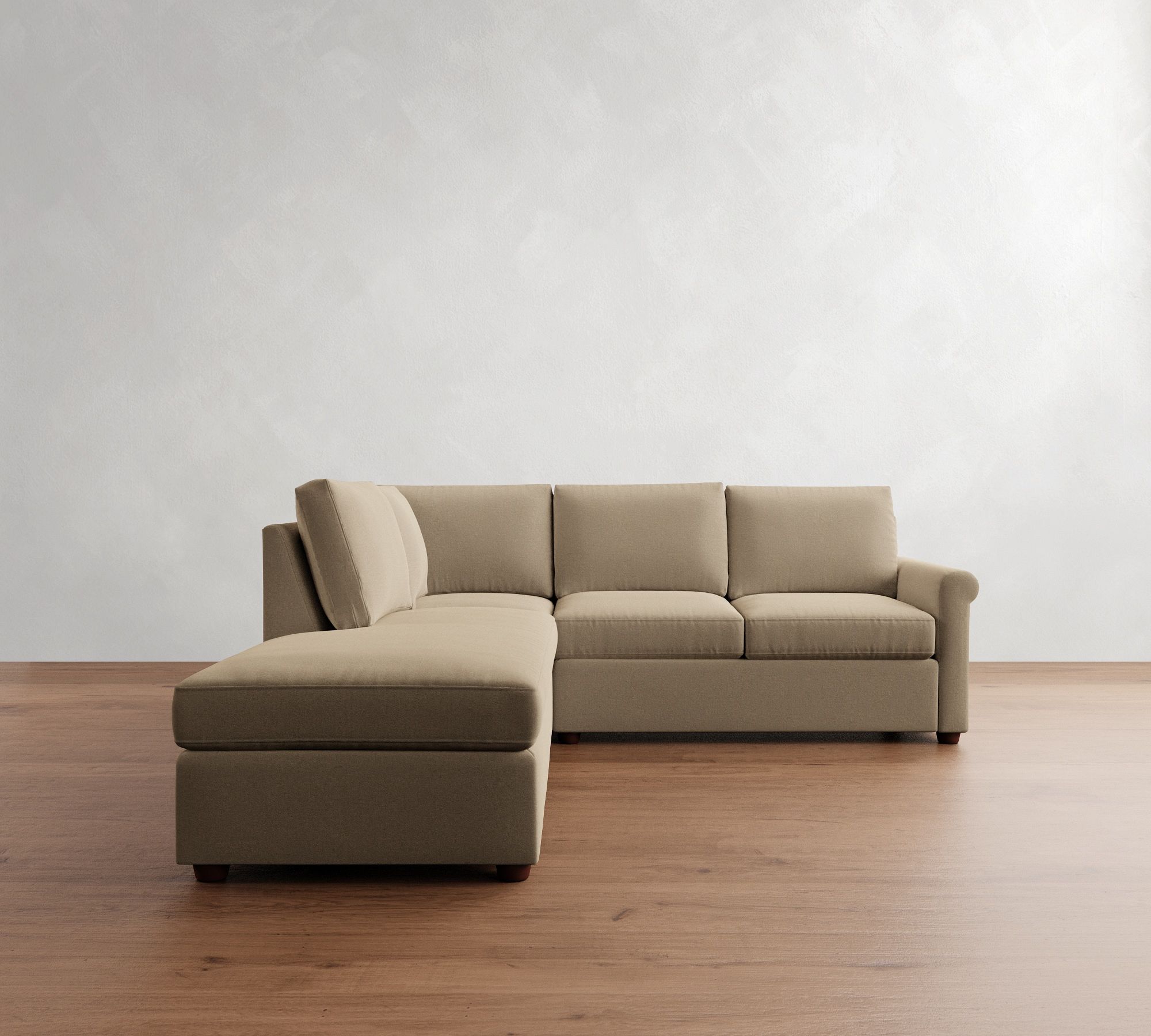 Cameron Modern Roll Arm 3-Piece Bumper Sectional (100") - thumbnail 7