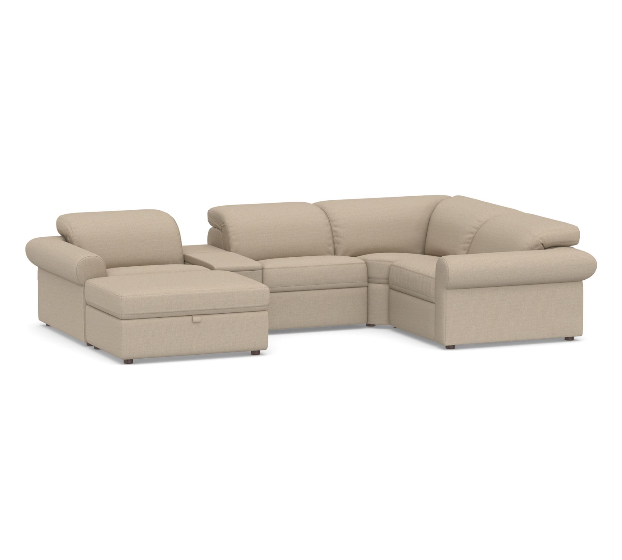 Ultra Lounge Roll Arm Reclining 6-Piece Chaise Sectional (130")
