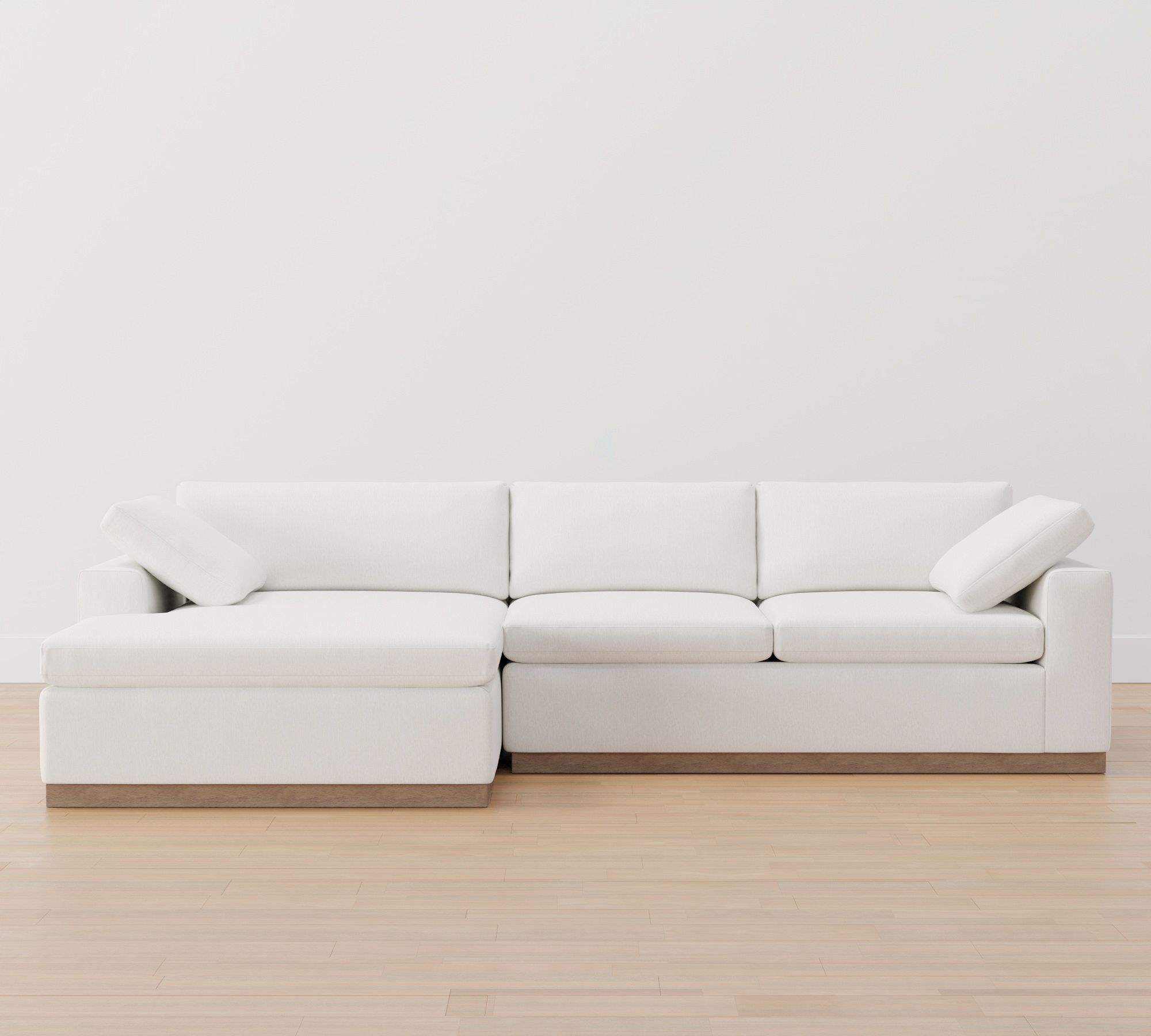 Dream Wood Base Chaise Sectional (120"&ndash;130")