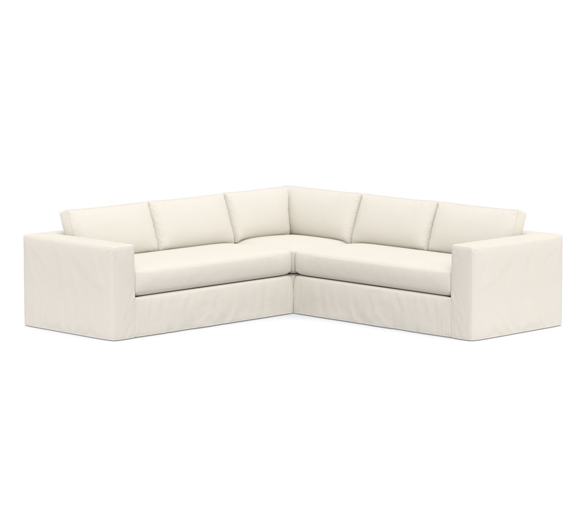 Carmel Wide Arm Slipcovered 3-Piece L-Shaped Sectional (113")