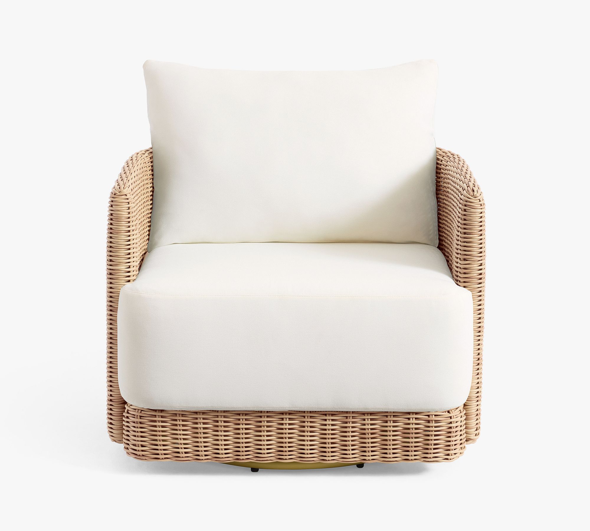 Huntington Wicker Swivel Curved Outdoor Lounge Chair | Pottery Barn