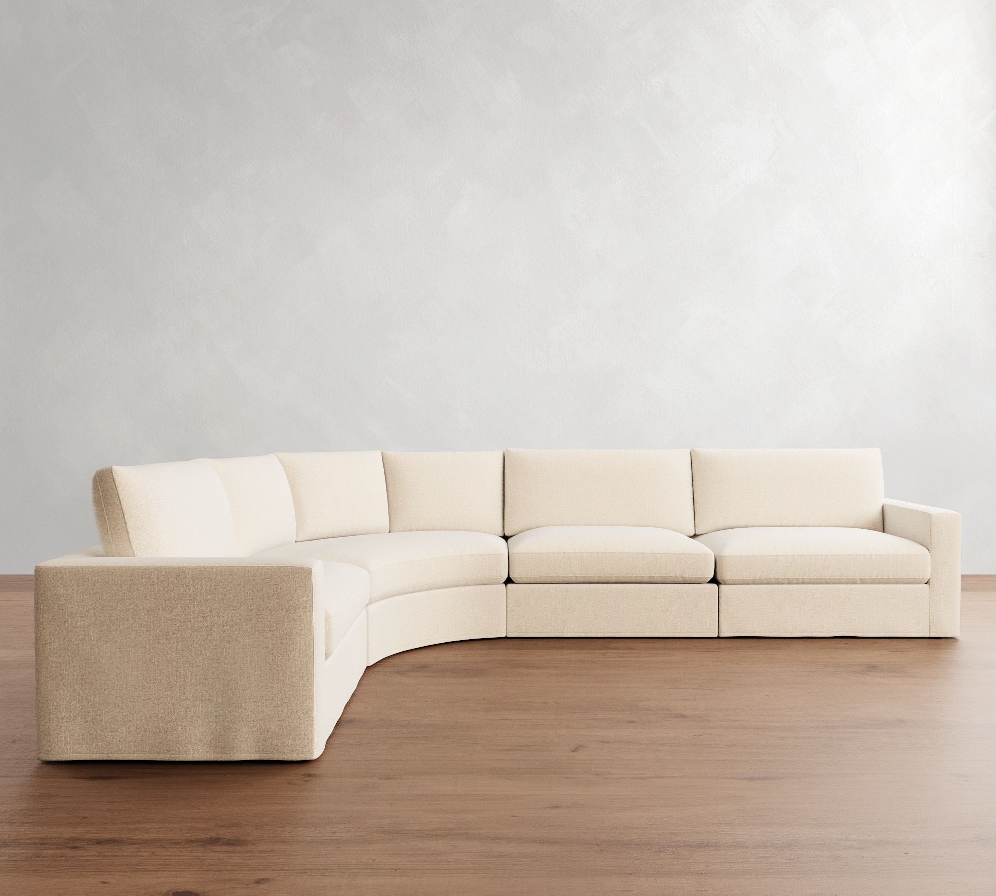 Westwood Square Arm Slipcovered 4-Piece Curved Wedge Sectional (151")
