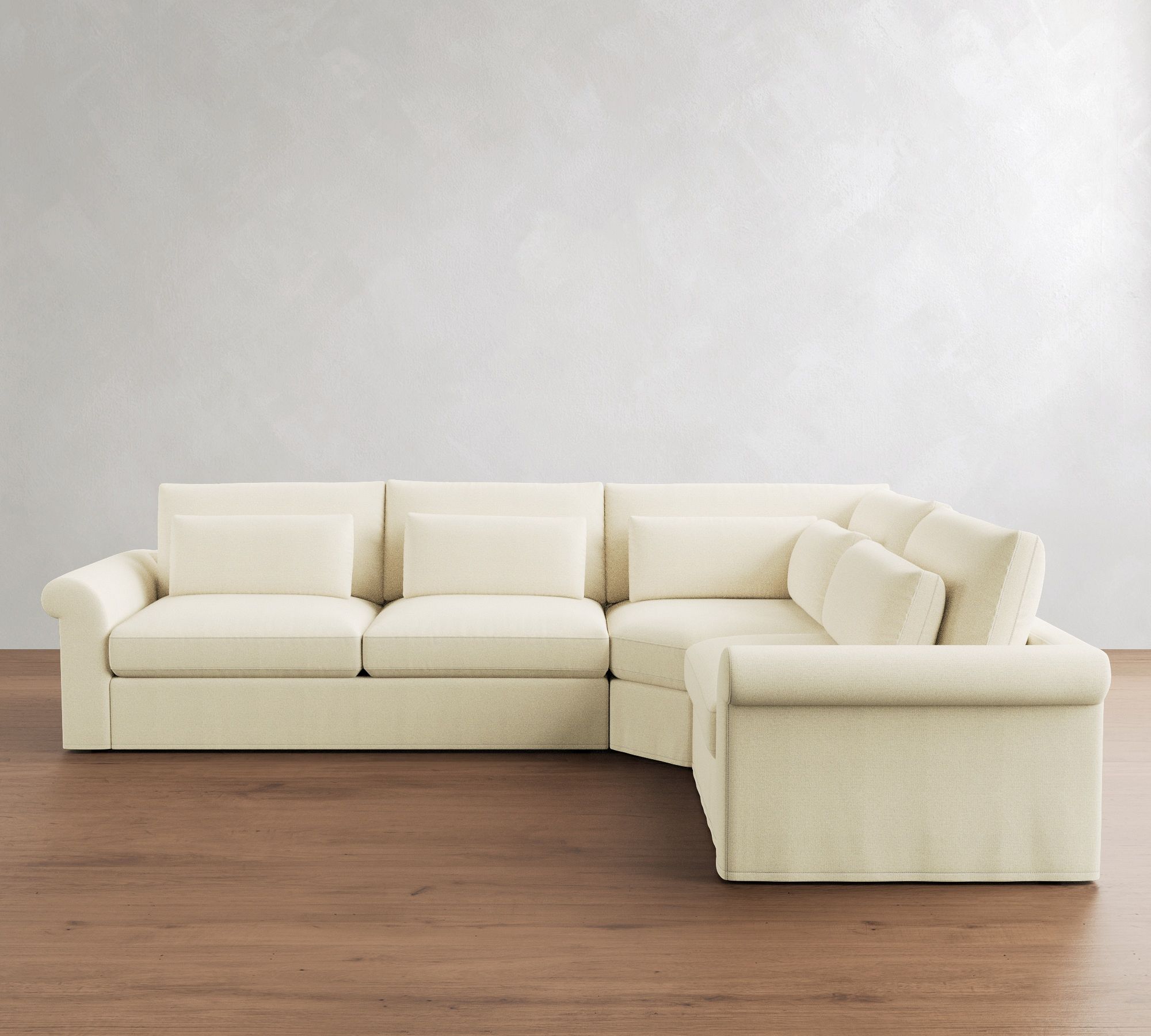Westwood Roll Arm Deep Seat Slipcovered 3-Piece Wedge Sleeper Sectional (135")