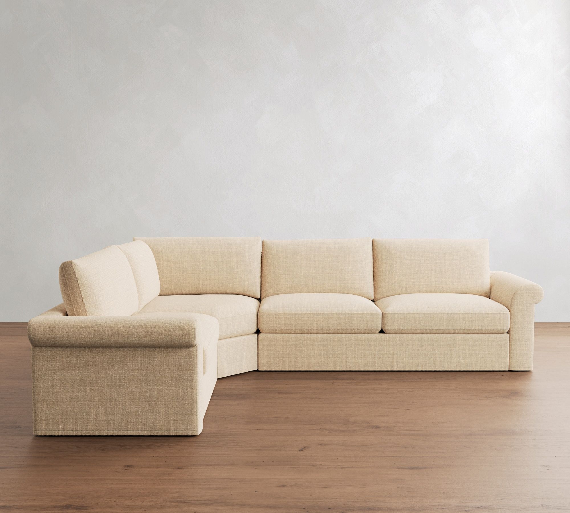 Westwood Roll Arm Slipcovered 3-Piece Wedge Sleeper Sectional (130")