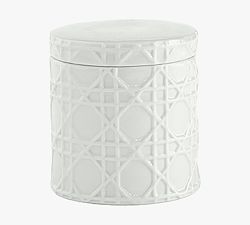Open Box: Lavoie Bathroom Ceramic Cotton Jar - White
