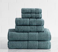 Open Box: Waffle Tyne Towel Bundle, Set of 6 - Blue