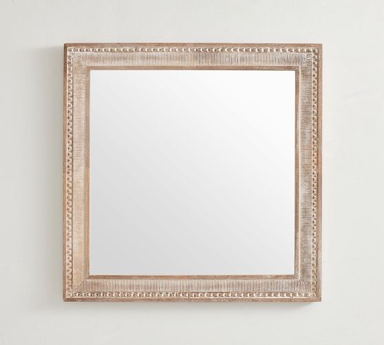Carved Wood Square Mirror