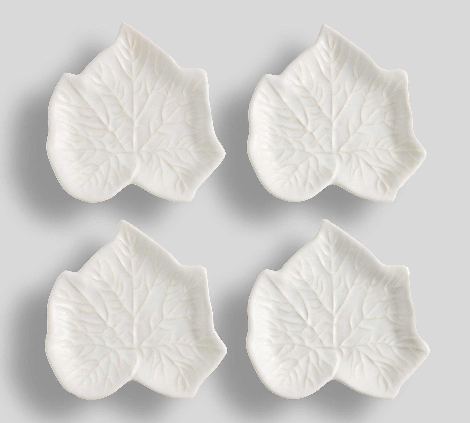 Figural Leaf Stoneware Appetizer Plates - Set of 4