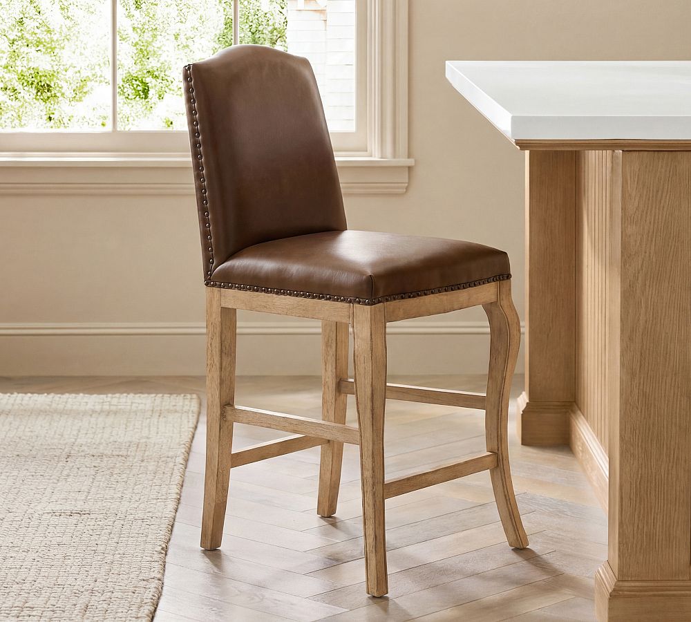 Montclair Leather Stool by Pottery Barn