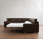 PB Comfort Modern Square Arm Leather 3-Piece L-Shaped Sleeper Sectional (119")