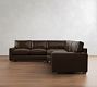 PB Comfort Modern Square Arm Leather 3-Piece L-Shaped Sleeper Sectional (119")