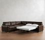 PB Comfort Modern Square Arm Leather 3-Piece L-Shaped Sleeper Sectional (119")