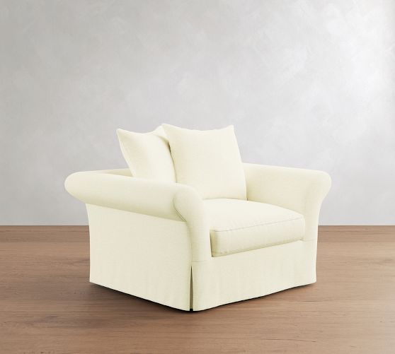 Windsor Slipcovered Swivel Chair by Pottery Barn