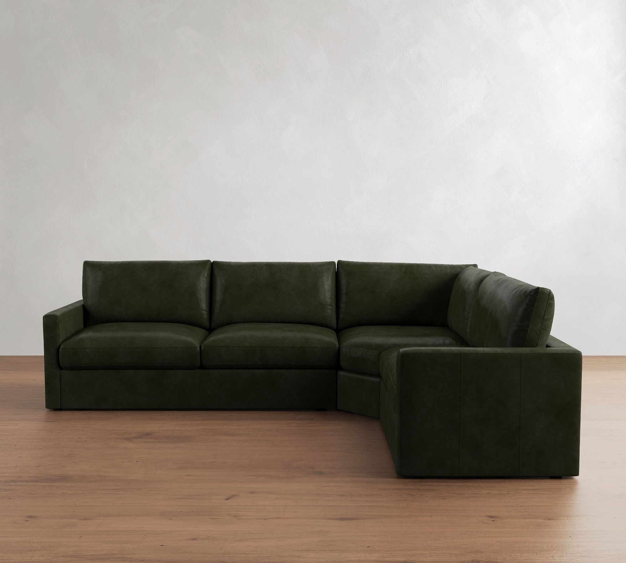 Westwood Slim Arm Leather 3-Piece Wedge Sectional (125")