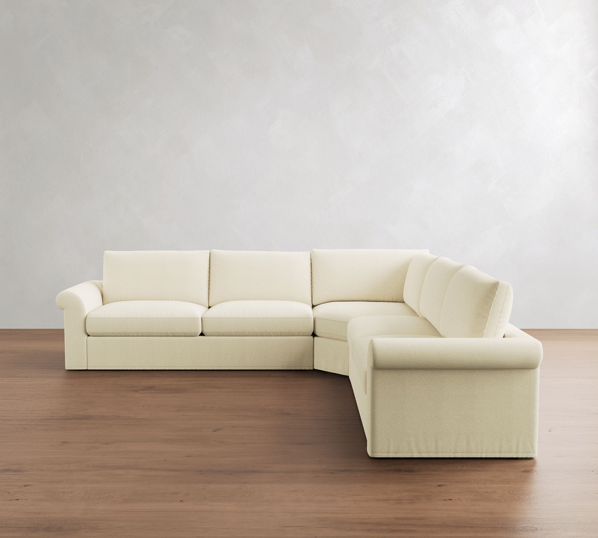 Westwood Roll Arm Slipcovered 3-Piece L-Shaped Wedge Sleeper Sectional (130")