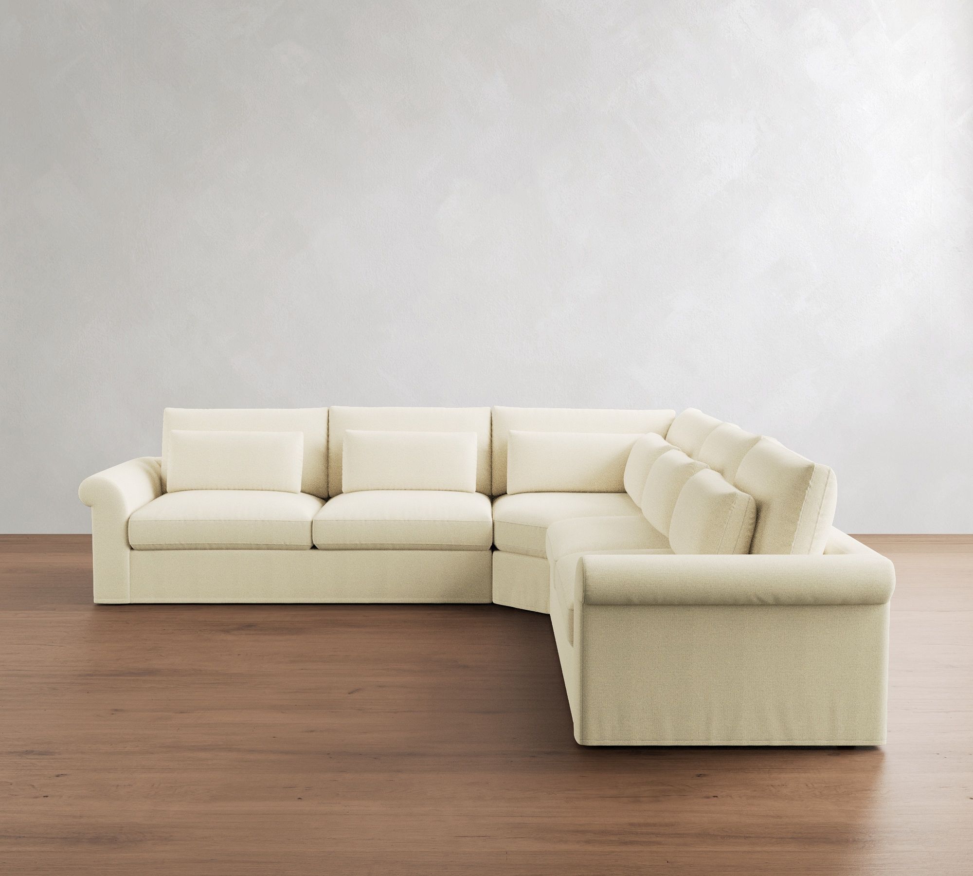 Westwood Roll Arm Deep Seat Slipcovered 3-Piece L-Shaped Wedge Sleeper Sectional (135")