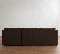 Pacifica Slim Arm Leather Trundle Sleeper Chaise Sectional (88")
