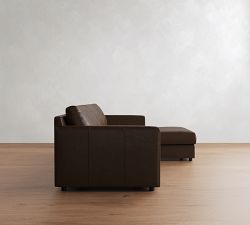 Pacifica Slim Arm Leather Trundle Sleeper Chaise Sectional (88")
