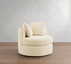Open Box: Balboa Upholstered Swivel Armchair (40") - Performance Micro Boucle Ivory