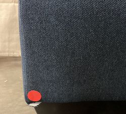 Open Box: Buchanan Upholstered Ottoman - Performance Heathered Basketweave Navy, Espresso