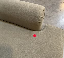 Open Box: Delancey Chair - Performance Rustic Linen Olive, Dark Brown