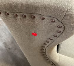 Open Box: Delancey Chair - Performance Rustic Linen Olive, Dark Brown