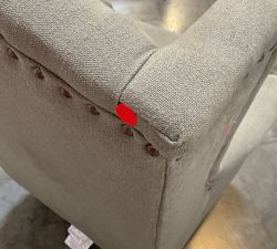 Open Box: Delancey Chair - Performance Rustic Linen Olive, Dark Brown