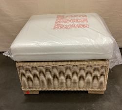 Open Box: Huntington All-Weather Wicker Outdoor Ottoman with Cushion (27") - Natural