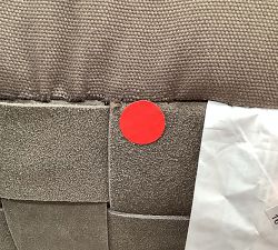 Open Box: Suede Basketweave Pouf, 18 x 18 x 14" - Brindle