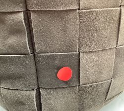 Open Box: Suede Basketweave Pouf, 18 x 18 x 14" - Brindle