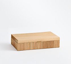 Open Box: Wood Fluted Jewelry Box, Medium - Natural