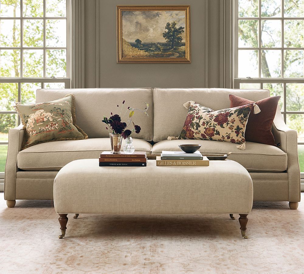 Penelope Upholstered Rolling Ottoman by Pottery Barn