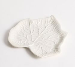 Figural Leaf Stoneware Serving Platter