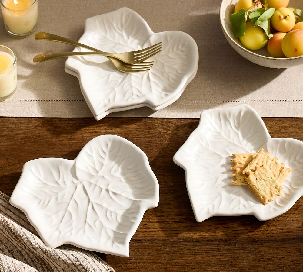 Figural Leaf Stoneware Appetizer Plates - Set of 4 by Pottery Barn