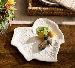 Figural Leaf Stoneware Serving Platter