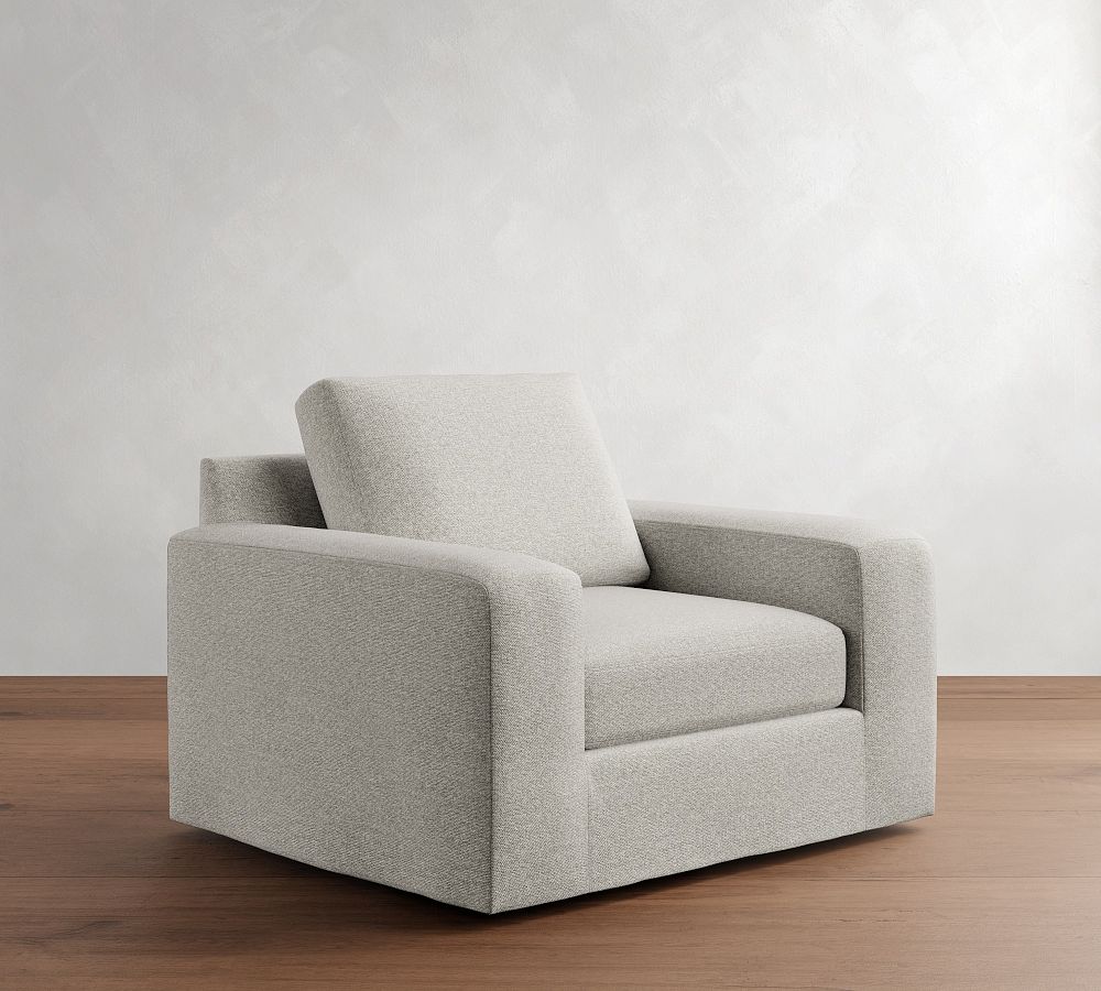 Big Sur Square Arm Slipcovered Swivel Chair by Pottery Barn
