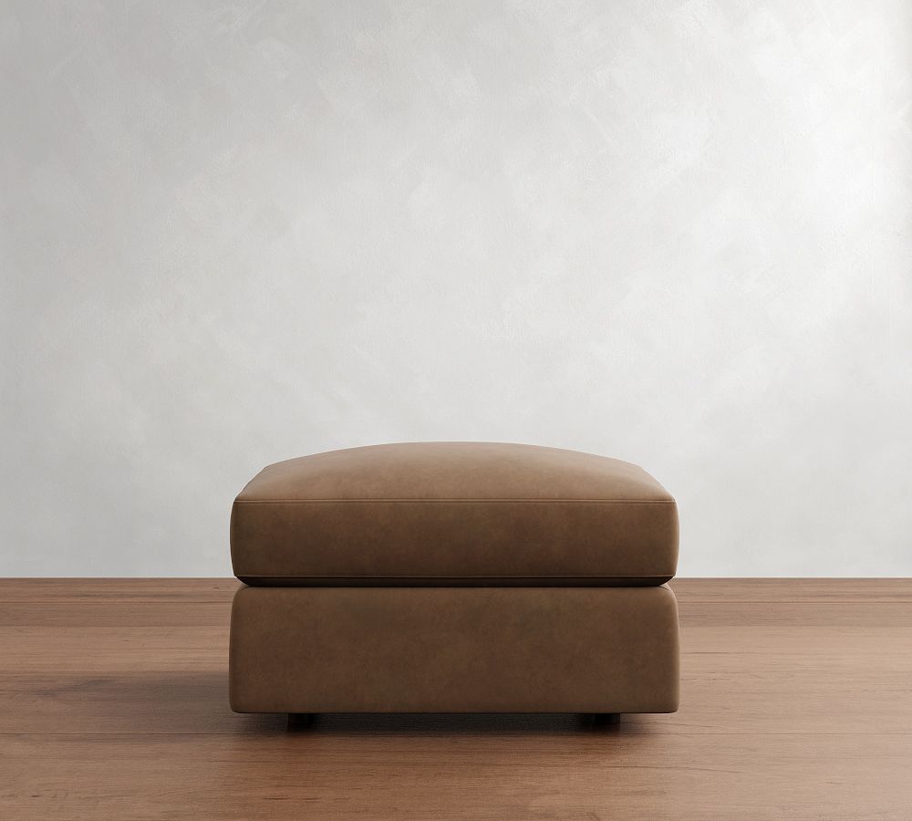 Carmel Slim Arm Leather Ottoman by Pottery Barn