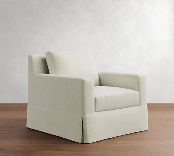 York Square Arm Slipcovered Chair by Pottery Barn