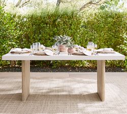Cayman Concrete &amp; Eucalyptus Rectangular Outdoor Dining Table (73")