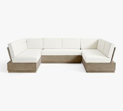Indio Eucalyptus Modern Platform 5-Piece U-Shaped Outdoor Sectional (123")