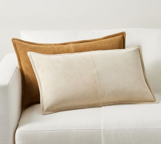 Pieced Suede Lumbar Pillow Cover