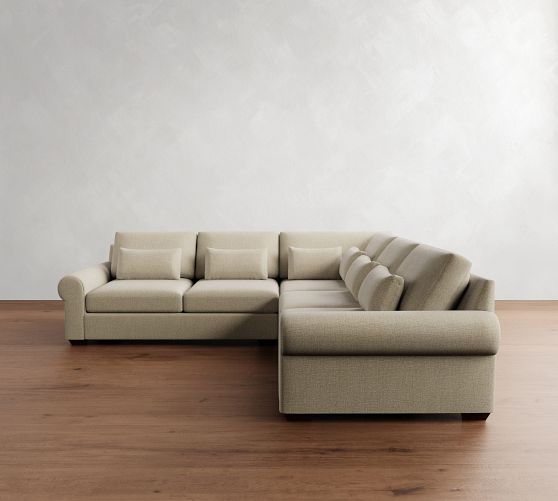 Big Sur Roll Arm Deep Seat 3-Piece L-Shaped Sectional (121") by Pottery Barn