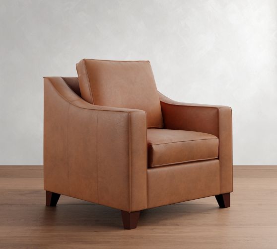 Cameron Slope Arm Leather Chair by Pottery Barn
