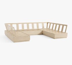 Indio Eucalyptus Modern Platform 5-Piece U-Shaped Outdoor Sectional (123")