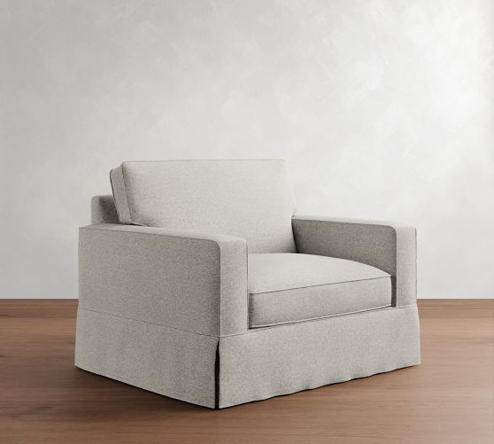 PB Comfort Square Arm Slipcovered Chair and a Half by Pottery Barn